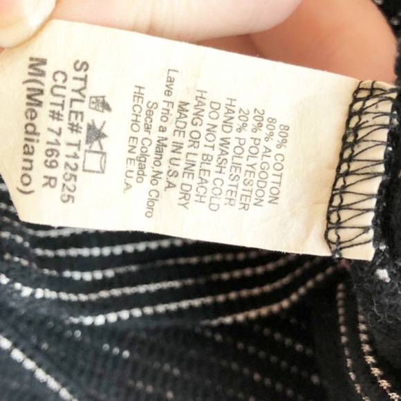 Express Black Silver Metalic Striped Cross Back 3/4 Sleeves Crop Top - Picture 16 of 16